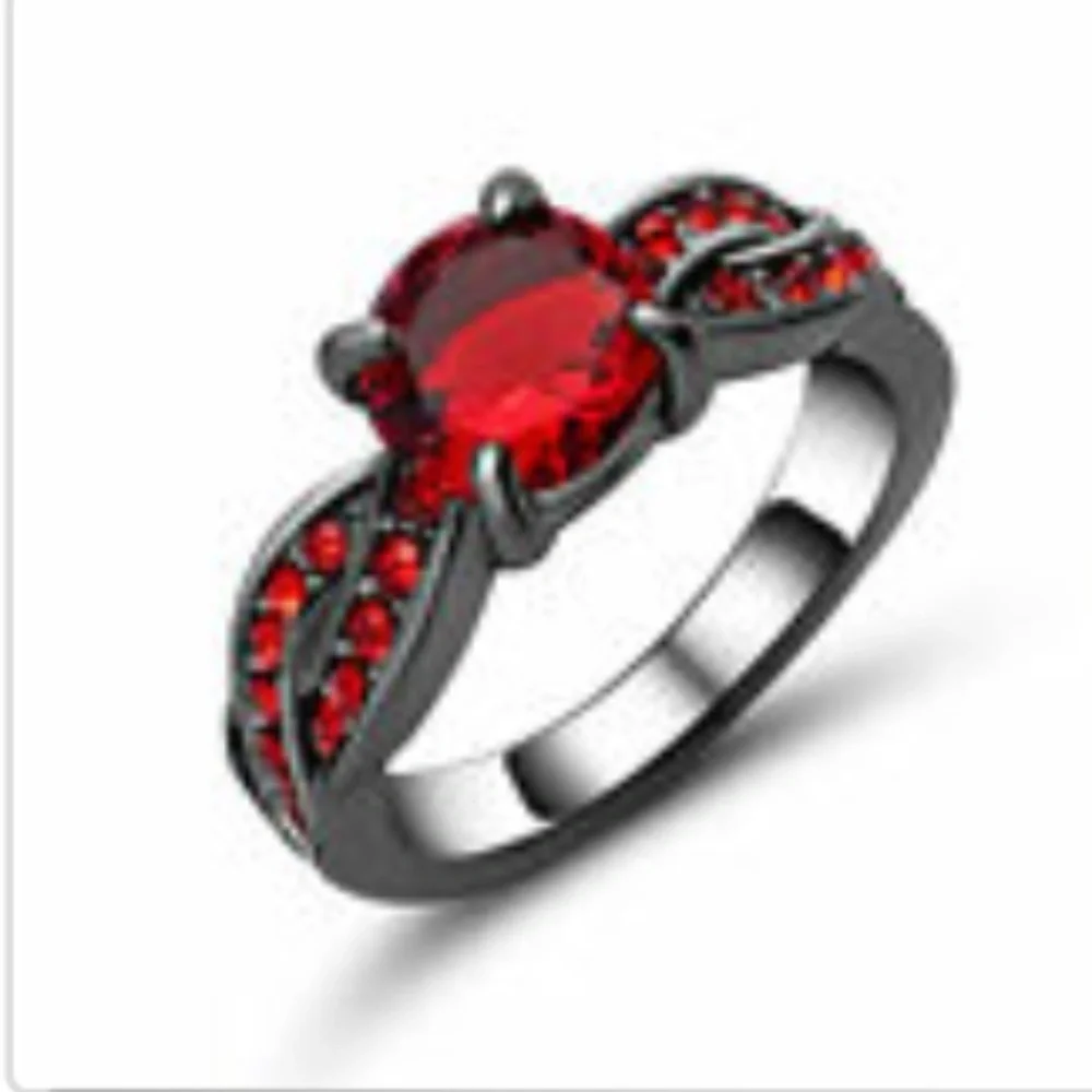 Red Ruby like 10kt black gold filled ring